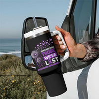 Overdose Awareness Tumbler With Handle Remembering Those We Have Lost Dandelion Purple Ribbon Memorial