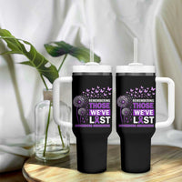Overdose Awareness Tumbler With Handle Remembering Those We Have Lost Dandelion Purple Ribbon Memorial