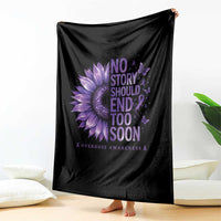 No Story Should End Too Soon Purple Sunflower Overdose Awareness Throw Blanket