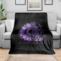 No Story Should End Too Soon Purple Sunflower Overdose Awareness Throw Blanket