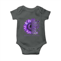 No Story Should End Too Soon Purple Sunflower Overdose Awareness Baby Onesie