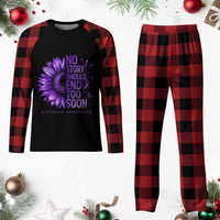 No Story Should End Too Soon Purple Sunflower Overdose Awareness Plaid Pajama Set