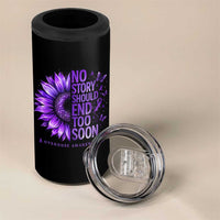 No Story Should End Too Soon Purple Sunflower Overdose Awareness 4 in 1 Can Cooler Tumbler