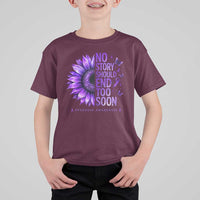 No Story Should End Too Soon Purple Sunflower Overdose Awareness T Shirt For Kid