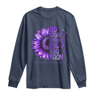 No Story Should End Too Soon Purple Sunflower Overdose Awareness Long Sleeve Shirt