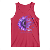 No Story Should End Too Soon Purple Sunflower Overdose Awareness Tank Top