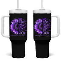 No Story Should End Too Soon Purple Sunflower Overdose Awareness Tumbler With Handle