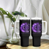 No Story Should End Too Soon Purple Sunflower Overdose Awareness Tumbler With Handle