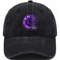 No Story Should End Too Soon Purple Sunflower Overdose Awareness Washed Cotton Baseball Cap
