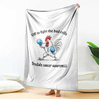 Prostate Cancer Awareness Throw Blanket Rooster Light Blue Ribbon Survivor Chemotherapy Gift