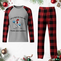 Prostate Cancer Awareness Plaid Pajama Set Rooster Light Blue Ribbon Survivor Chemotherapy Gift