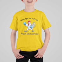 Prostate Cancer Awareness T Shirt For Kid Rooster Light Blue Ribbon Survivor Chemotherapy Gift