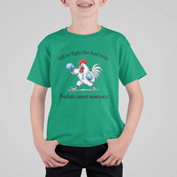 Prostate Cancer Awareness T Shirt For Kid Rooster Light Blue Ribbon Survivor Chemotherapy Gift