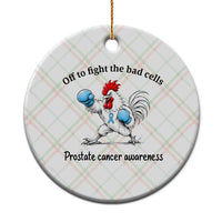 Prostate Cancer Awareness Ceramic Ornament Rooster Light Blue Ribbon Survivor Chemotherapy Gift