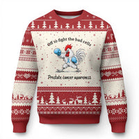 Prostate Cancer Awareness Ugly Christmas Sweater Rooster Light Blue Ribbon Survivor Chemotherapy Gift