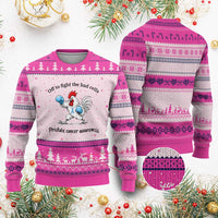 Prostate Cancer Awareness Ugly Christmas Sweater Rooster Light Blue Ribbon Survivor Chemotherapy Gift