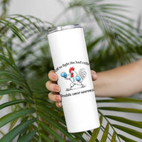 Prostate Cancer Awareness Skinny Tumbler Rooster Light Blue Ribbon Survivor Chemotherapy Gift