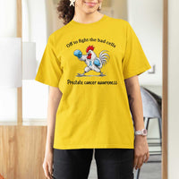 Prostate Cancer Awareness T Shirt For Women Rooster Light Blue Ribbon Survivor Chemotherapy Gift