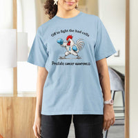 Prostate Cancer Awareness T Shirt For Women Rooster Light Blue Ribbon Survivor Chemotherapy Gift