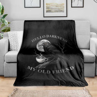 Funny Crow Coffee Throw Blanket Raven Spooky Halloween Hello Darkness My Old Friend - Wonder Print Shop