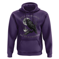Funny Crow Coffee Hoodie Raven Spooky Halloween Hello Darkness My Old Friend - Wonder Print Shop
