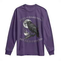 Funny Crow Coffee Long Sleeve Shirt Raven Spooky Halloween Hello Darkness My Old Friend - Wonder Print Shop