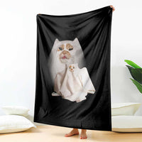 Funny Halloween Ghost Cat Meme Throw Blanket - Wonder Print Shop