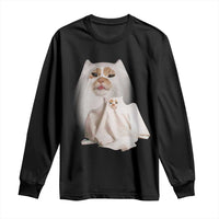 Funny Halloween Ghost Cat Meme Long Sleeve Shirt - Wonder Print Shop