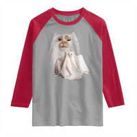 Funny Halloween Ghost Cat Meme Raglan Shirt - Wonder Print Shop