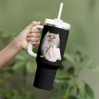 Funny Halloween Ghost Cat Meme Tumbler With Handle - Wonder Print Shop