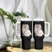 Funny Halloween Ghost Cat Meme Tumbler With Handle - Wonder Print Shop