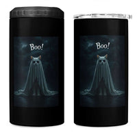 Cat Halloween 4 in 1 Can Cooler Tumbler Spooky Season Ghost Kitten Haunted Mansion - Wonder Print Shop