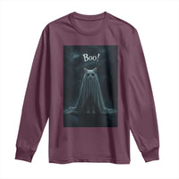 Cat Halloween Long Sleeve Shirt Spooky Season Ghost Kitten Haunted Mansion - Wonder Print Shop