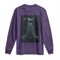 Cat Halloween Long Sleeve Shirt Spooky Season Ghost Kitten Haunted Mansion - Wonder Print Shop