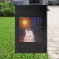 Wizard Cat Garden Flag Weird Funny Retro Halloween Orange Cat Meme - Wonder Print Shop