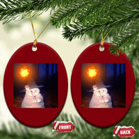 Wizard Cat Ceramic Ornament Weird Funny Retro Halloween Orange Cat Meme - Wonder Print Shop