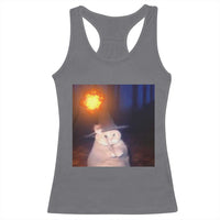 Wizard Cat Racerback Tank Top Weird Funny Retro Halloween Orange Cat Meme - Wonder Print Shop