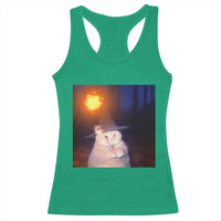 Wizard Cat Racerback Tank Top Weird Funny Retro Halloween Orange Cat Meme - Wonder Print Shop