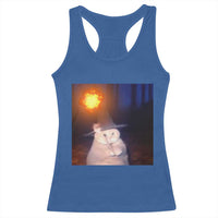 Wizard Cat Racerback Tank Top Weird Funny Retro Halloween Orange Cat Meme - Wonder Print Shop