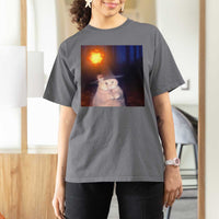 Wizard Cat T Shirt For Women Weird Funny Retro Halloween Orange Cat Meme - Wonder Print Shop
