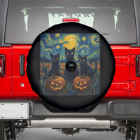 Cat Starry Night Spare Tire Cover Funny Cat Lover Gifts Halloween Van Gogh - Wonder Print Shop