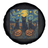 Cat Starry Night Spare Tire Cover Funny Cat Lover Gifts Halloween Van Gogh - Wonder Print Shop