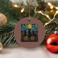 Cat Starry Night Ceramic Ornament Funny Cat Lover Gifts Halloween Van Gogh - Wonder Print Shop