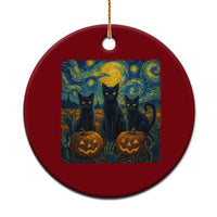Cat Starry Night Ceramic Ornament Funny Cat Lover Gifts Halloween Van Gogh - Wonder Print Shop