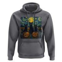 Cat Starry Night Hoodie Funny Cat Lover Gifts Halloween Van Gogh - Wonder Print Shop