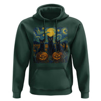 Cat Starry Night Hoodie Funny Cat Lover Gifts Halloween Van Gogh - Wonder Print Shop