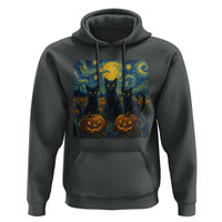 Cat Starry Night Hoodie Funny Cat Lover Gifts Halloween Van Gogh - Wonder Print Shop