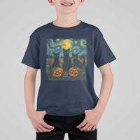 Cat Starry Night T Shirt For Kid Funny Cat Lover Gifts Halloween Van Gogh - Wonder Print Shop