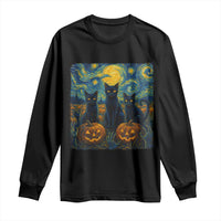 Cat Starry Night Long Sleeve Shirt Funny Cat Lover Gifts Halloween Van Gogh - Wonder Print Shop