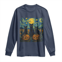 Cat Starry Night Long Sleeve Shirt Funny Cat Lover Gifts Halloween Van Gogh - Wonder Print Shop